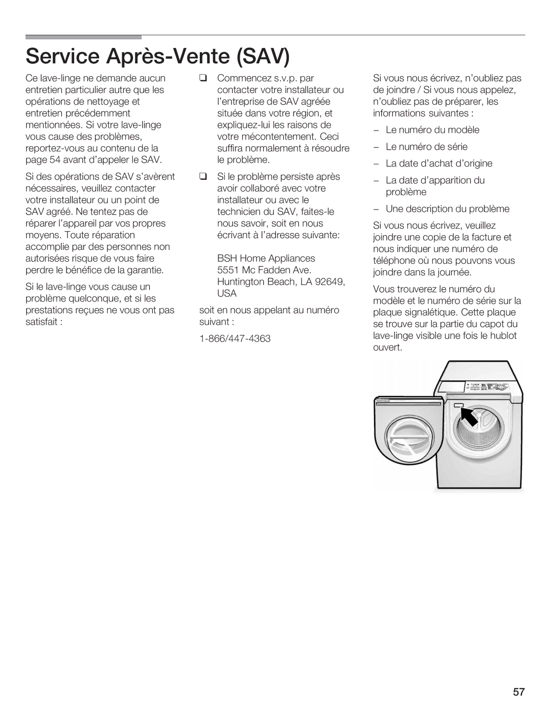 Siemens WFXD5200UC manual Service AprèsVente SAV 