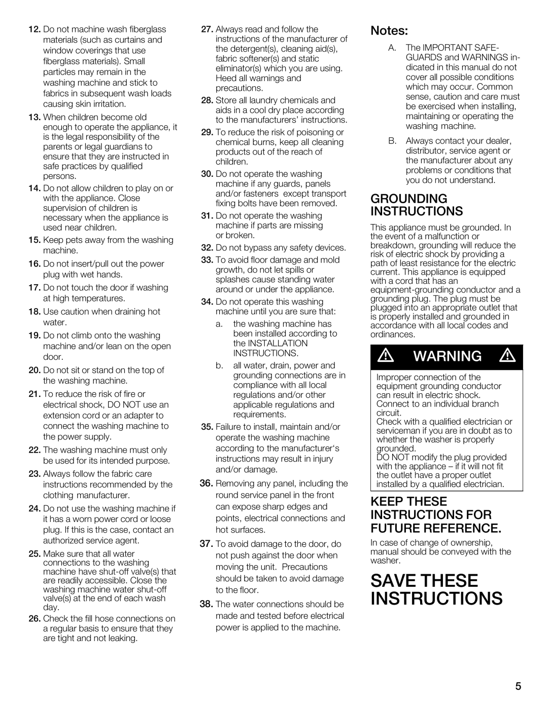 Siemens WFXD5202UC manual These, Save, Guards, Installation Instructions 