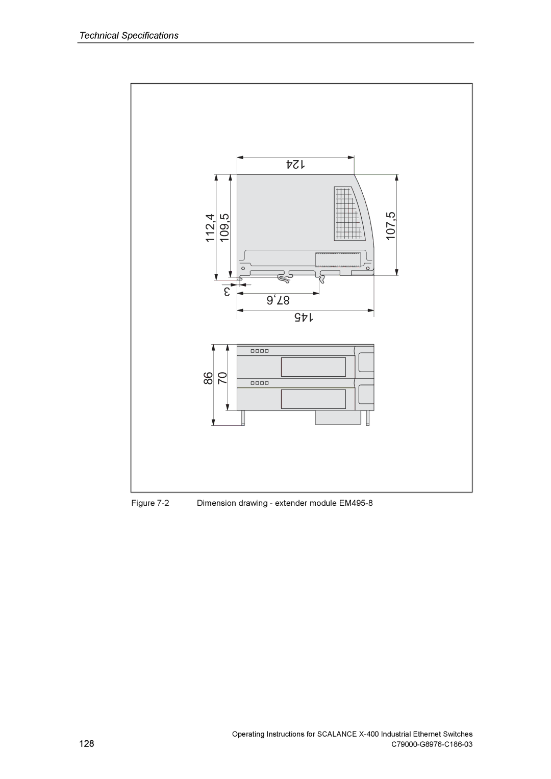 Siemens X-400 technical specifications 112,4 109,5 107,5 87,6 145, 128 