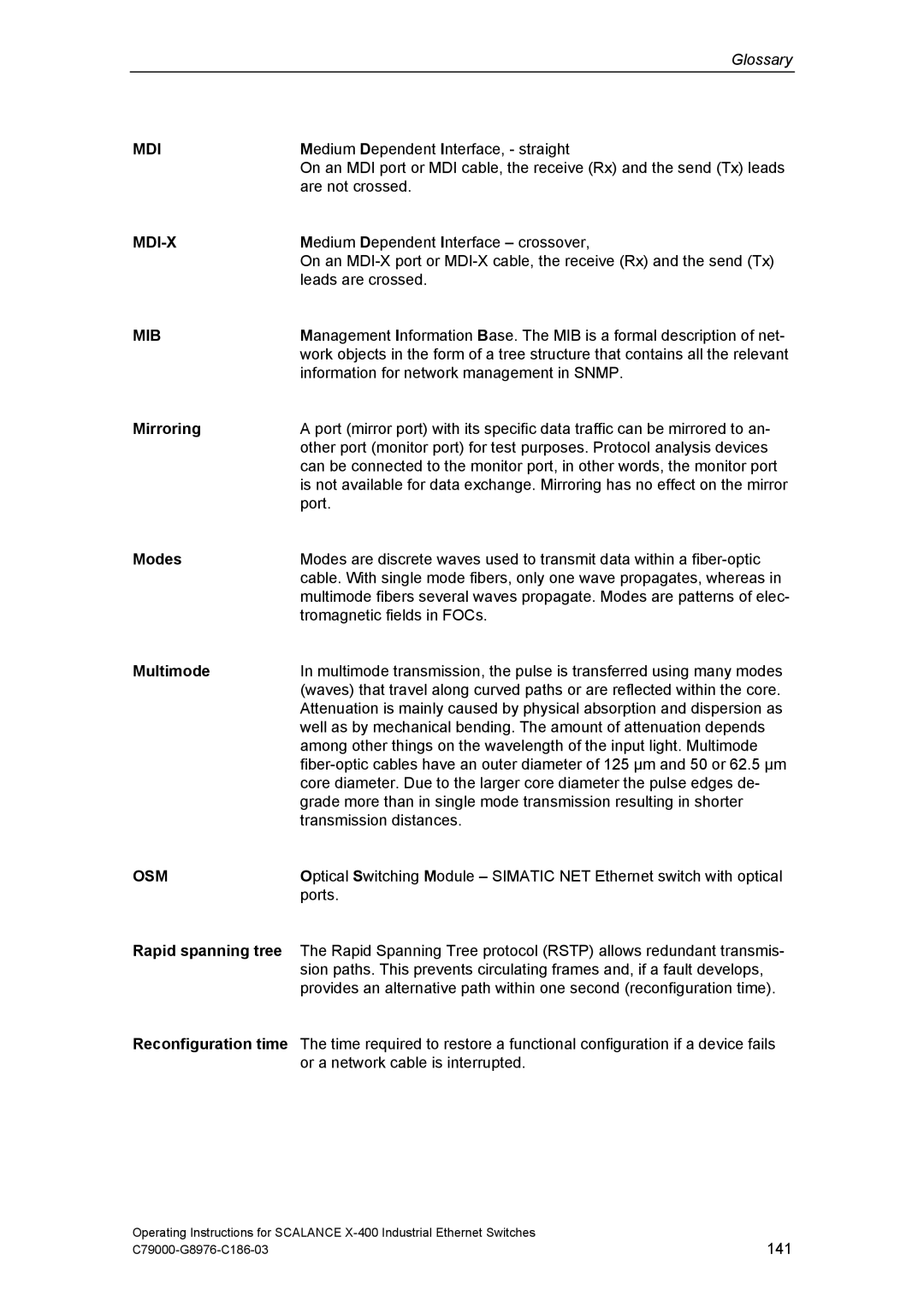 Siemens X-400 technical specifications Mirroring, Modes, Multimode 