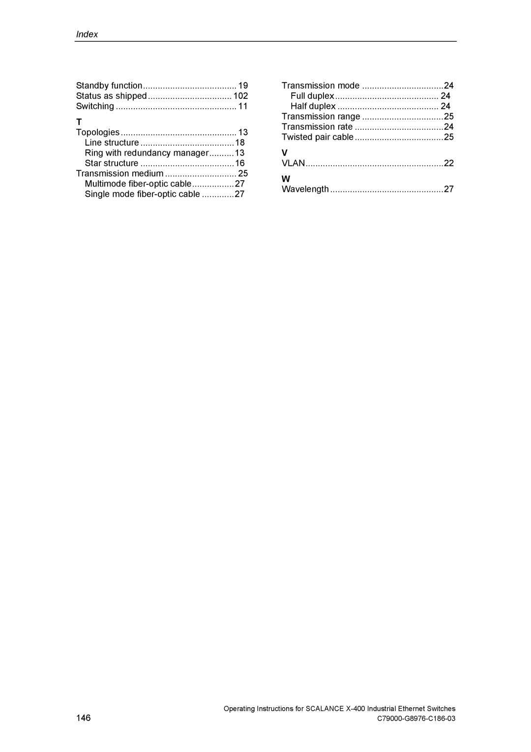 Siemens X-400 technical specifications Transmission mode, 146 