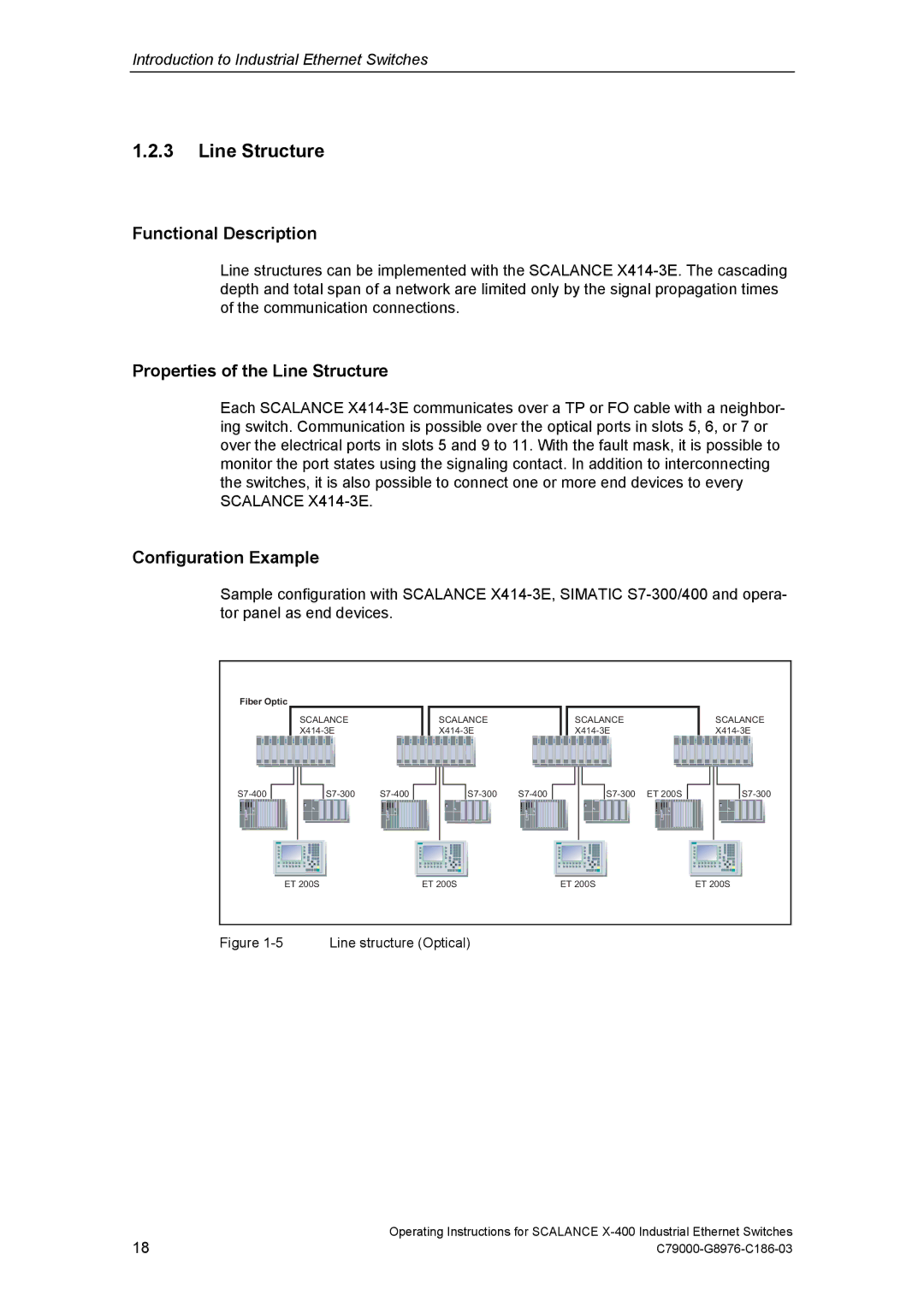 Siemens X-400 technical specifications Properties of the Line Structure 