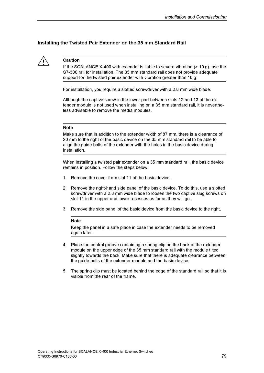 Siemens X-400 technical specifications Installation and Commissioning 