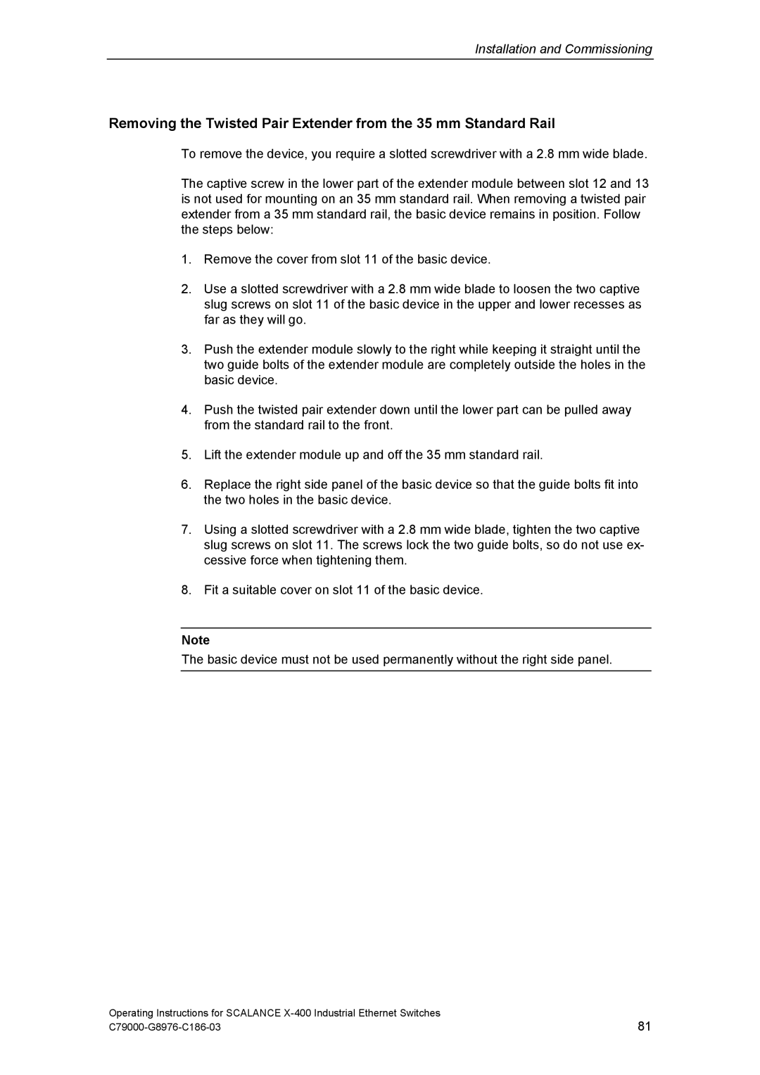 Siemens X-400 technical specifications Installation and Commissioning 