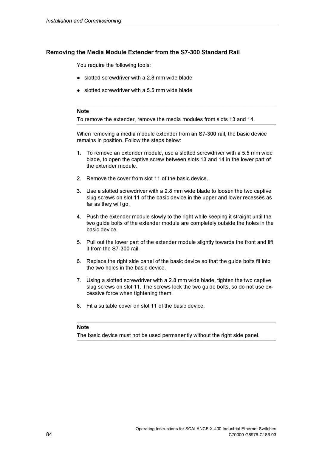 Siemens X-400 technical specifications Installation and Commissioning 