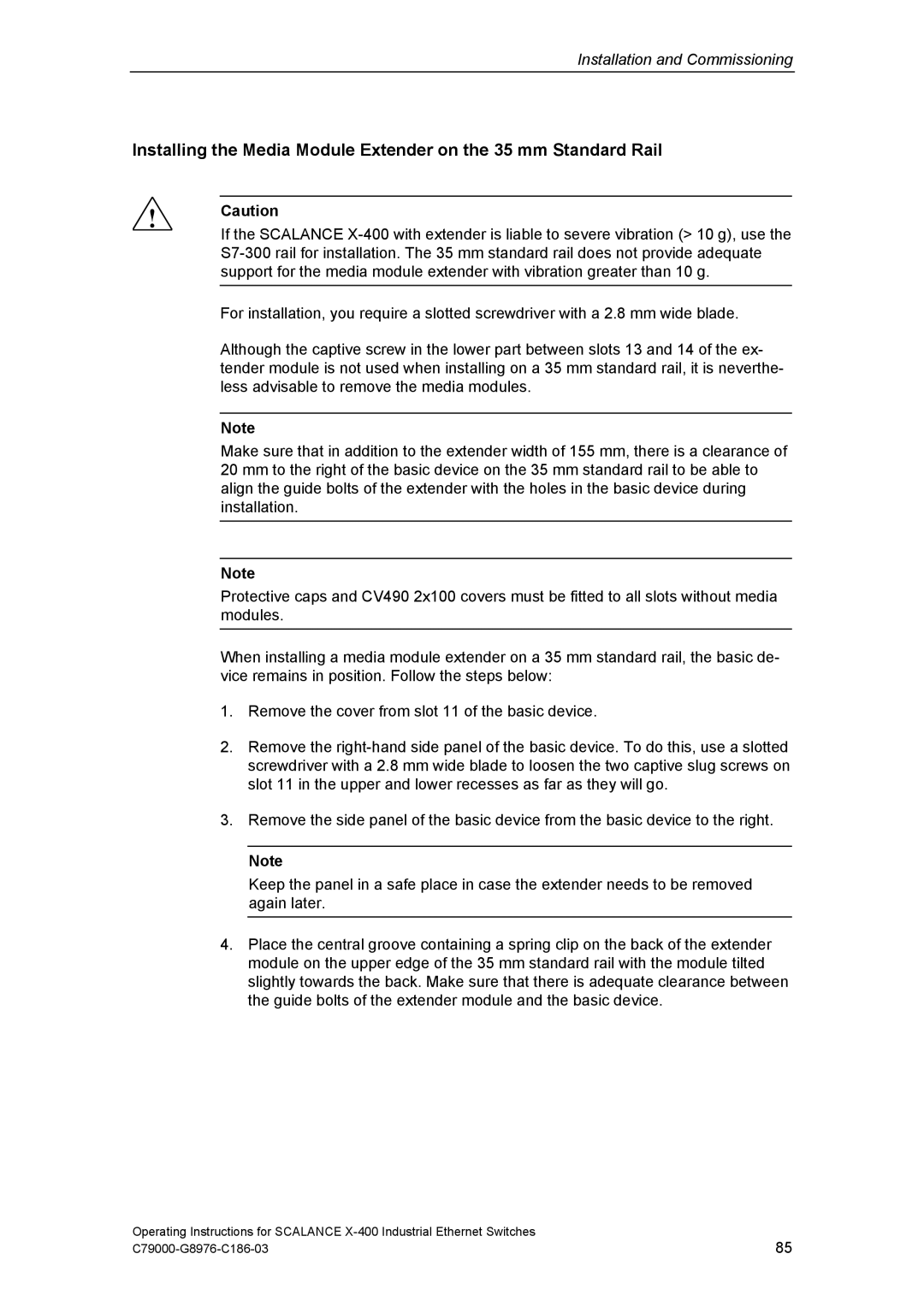 Siemens X-400 technical specifications Installation and Commissioning 