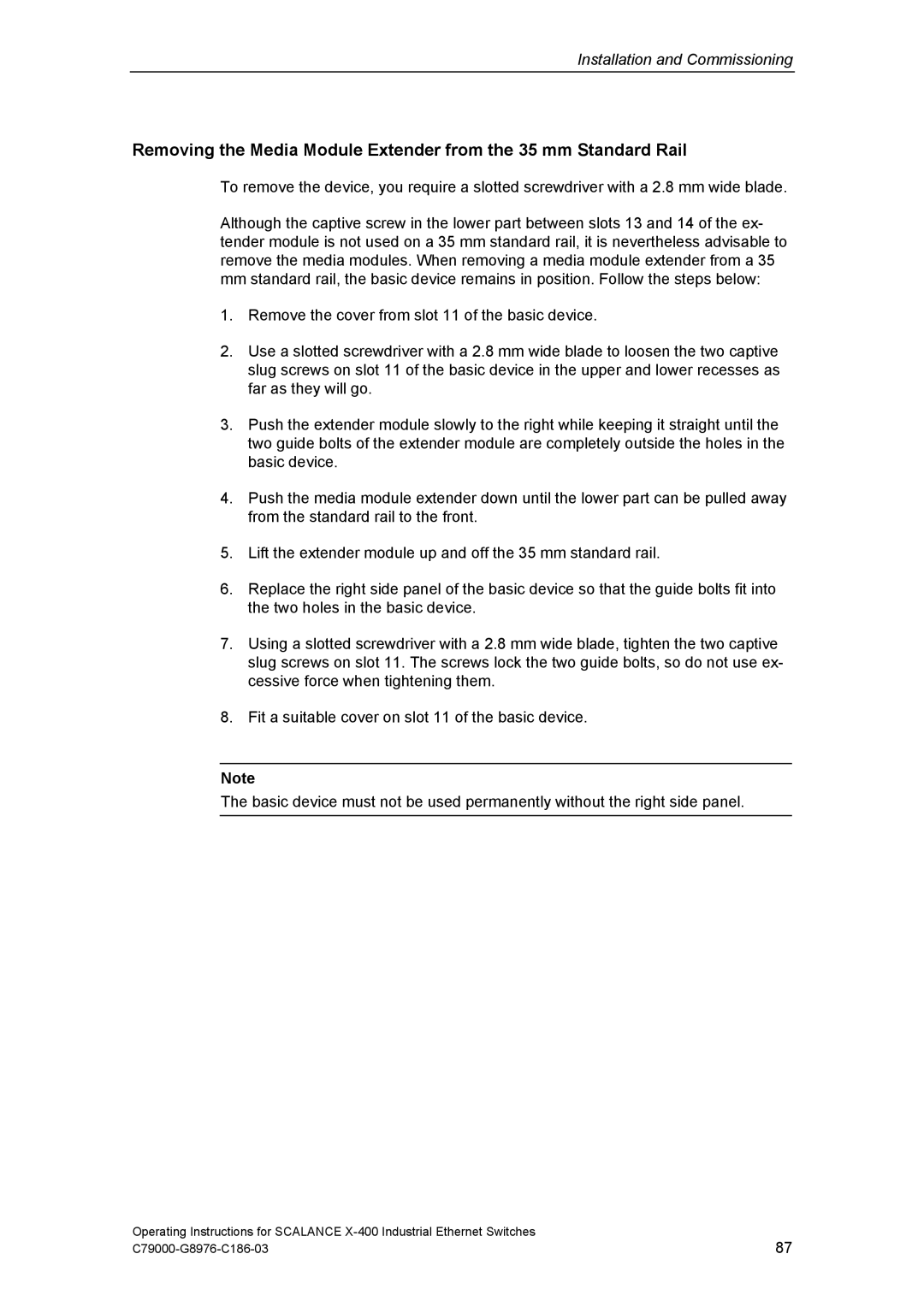 Siemens X-400 technical specifications Installation and Commissioning 