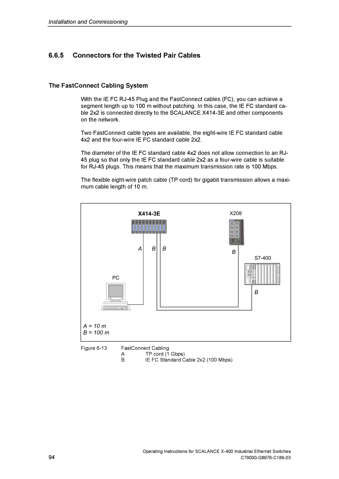 Siemens X-400 technical specifications Connectors for the Twisted Pair Cables, FastConnect Cabling System 