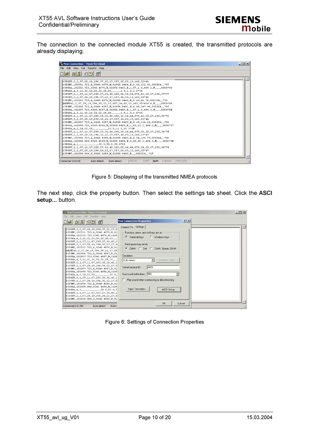 Siemens XT55 manual Displaying of the transmitted Nmea protocols 