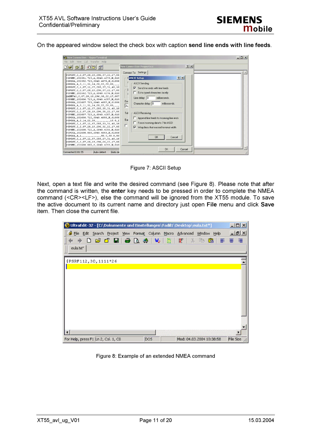 Siemens XT55 manual Ascii Setup 