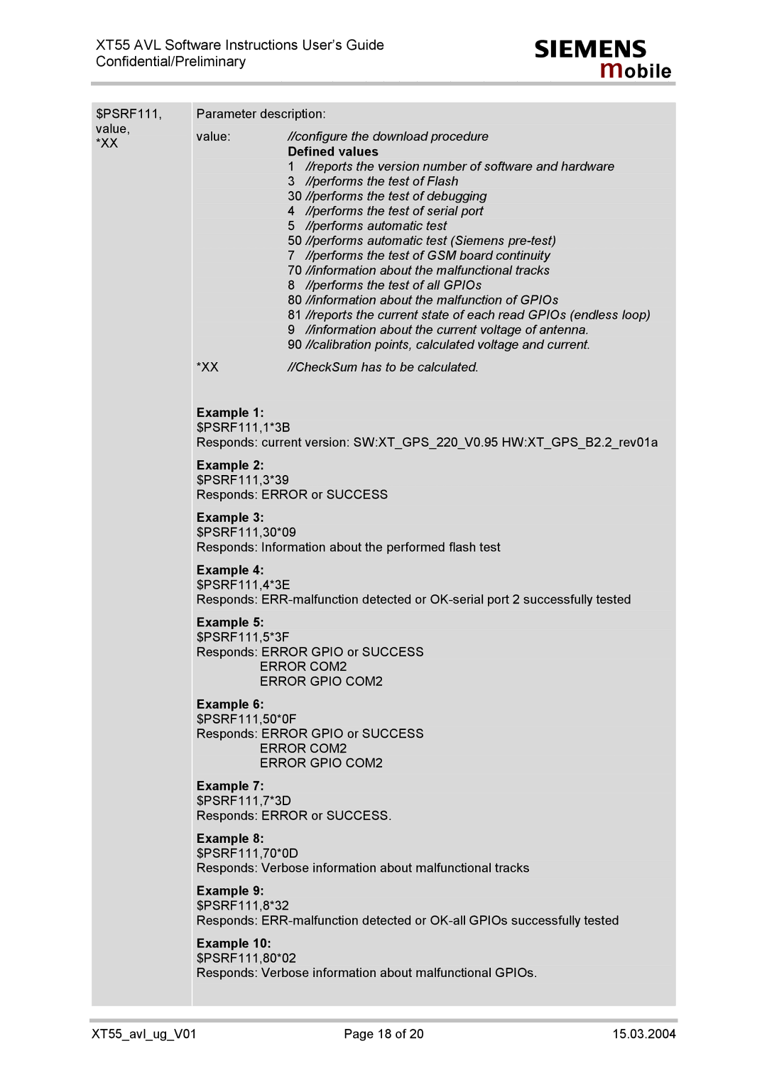 Siemens XT55 manual Value //configure the download procedure 