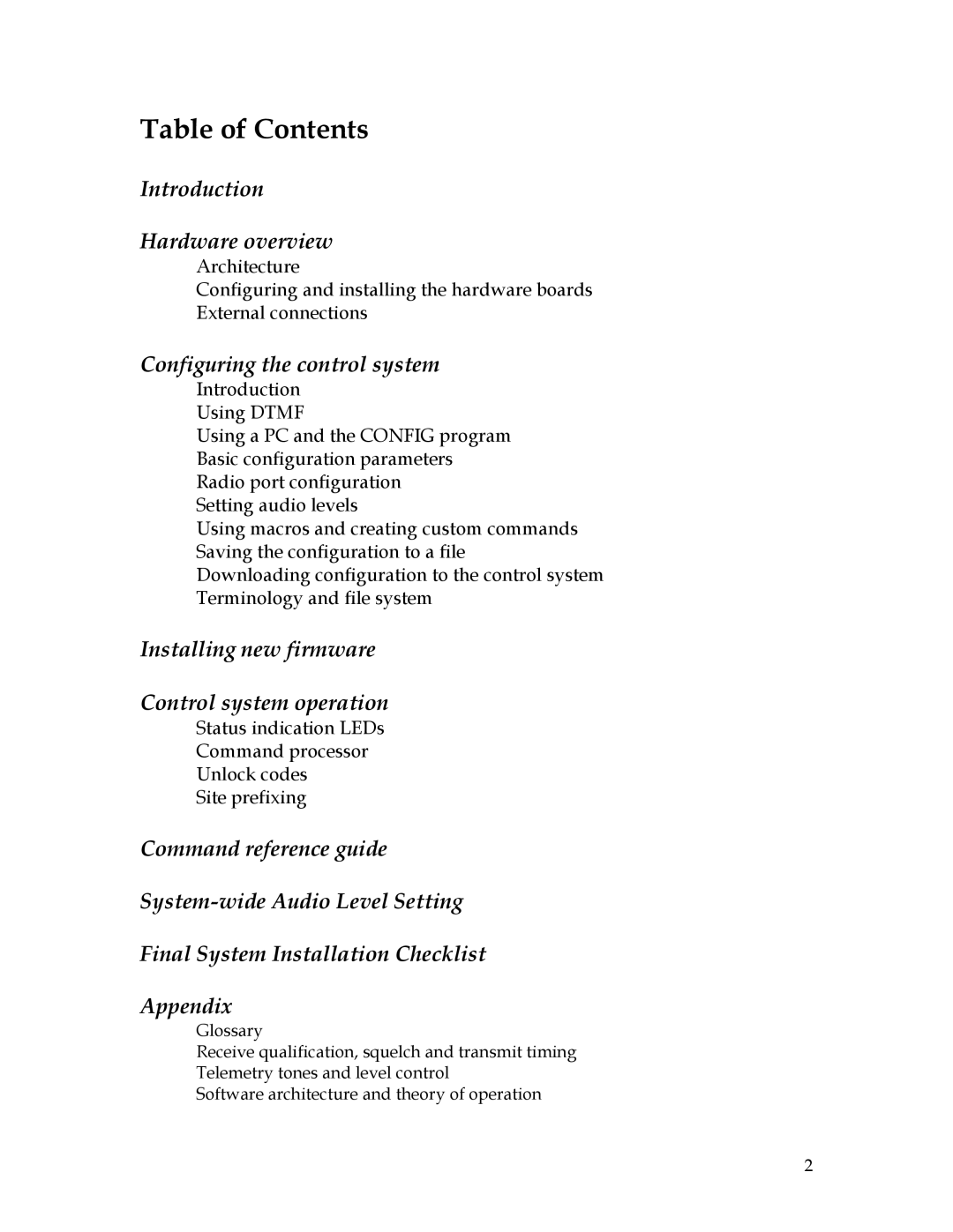 Sierra 200 owner manual Table of Contents 