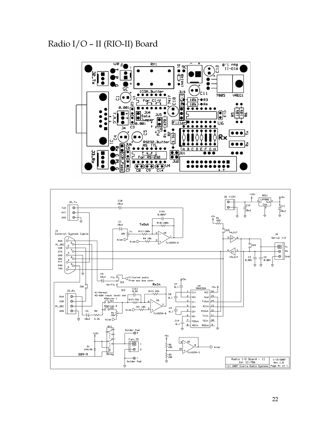 Sierra 200 owner manual Radio I/O II RIO-II Board 