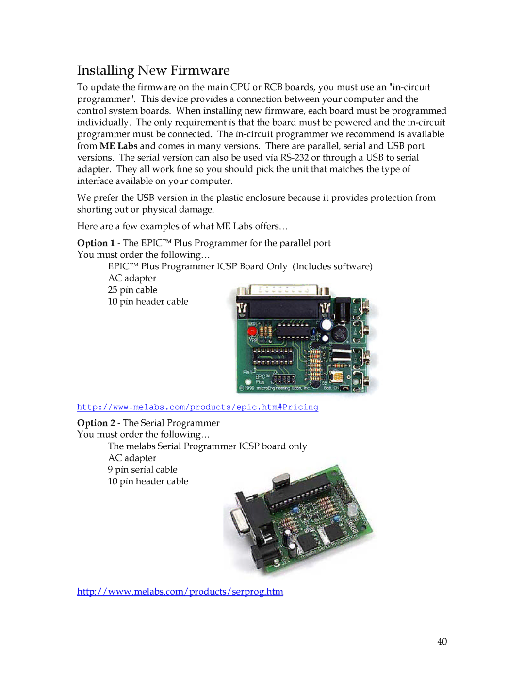 Sierra 200 owner manual Installing New Firmware 