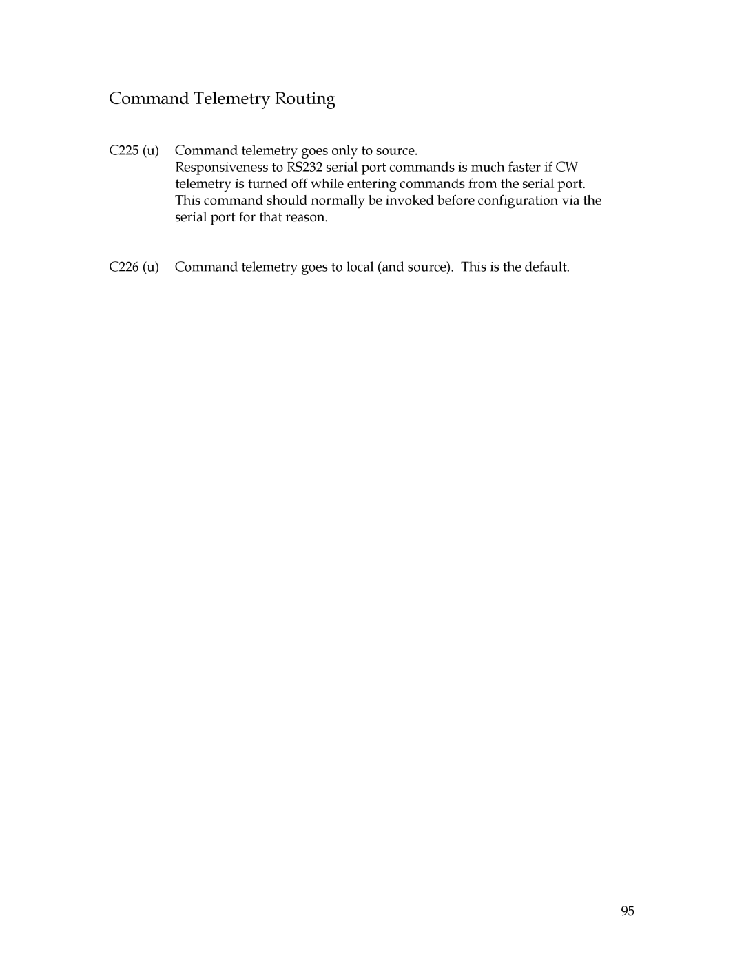 Sierra 200 owner manual Command Telemetry Routing 