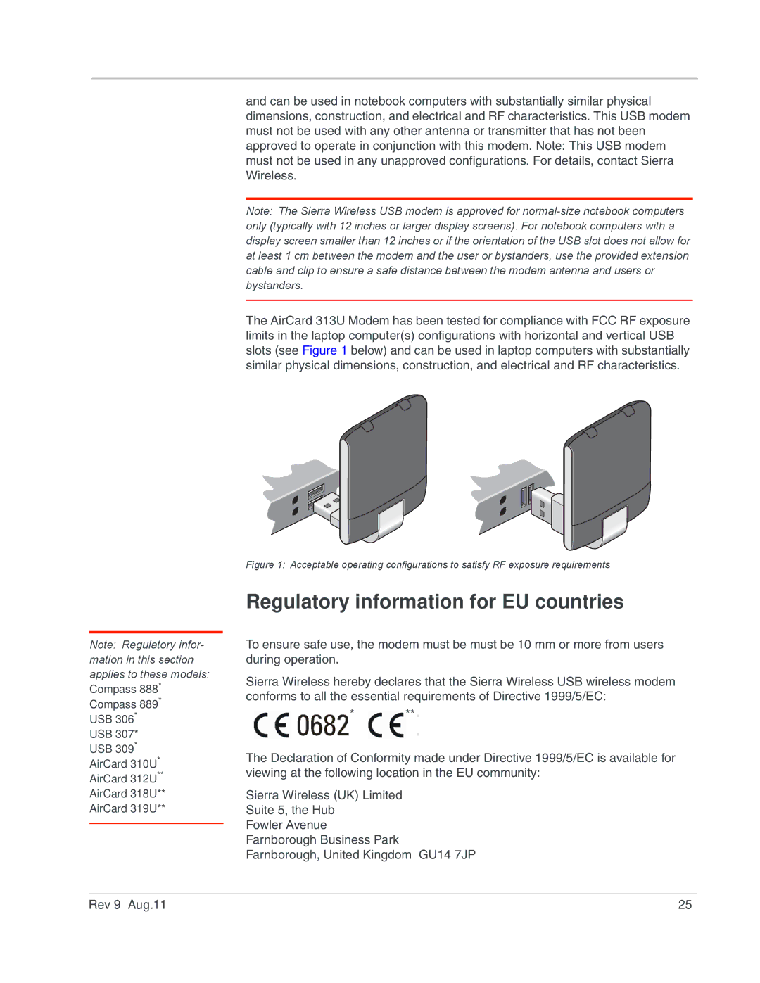 Sierra 2131232 manual Regulatory information for EU countries 