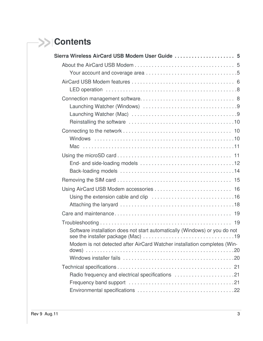 Sierra 2131232 manual Contents 