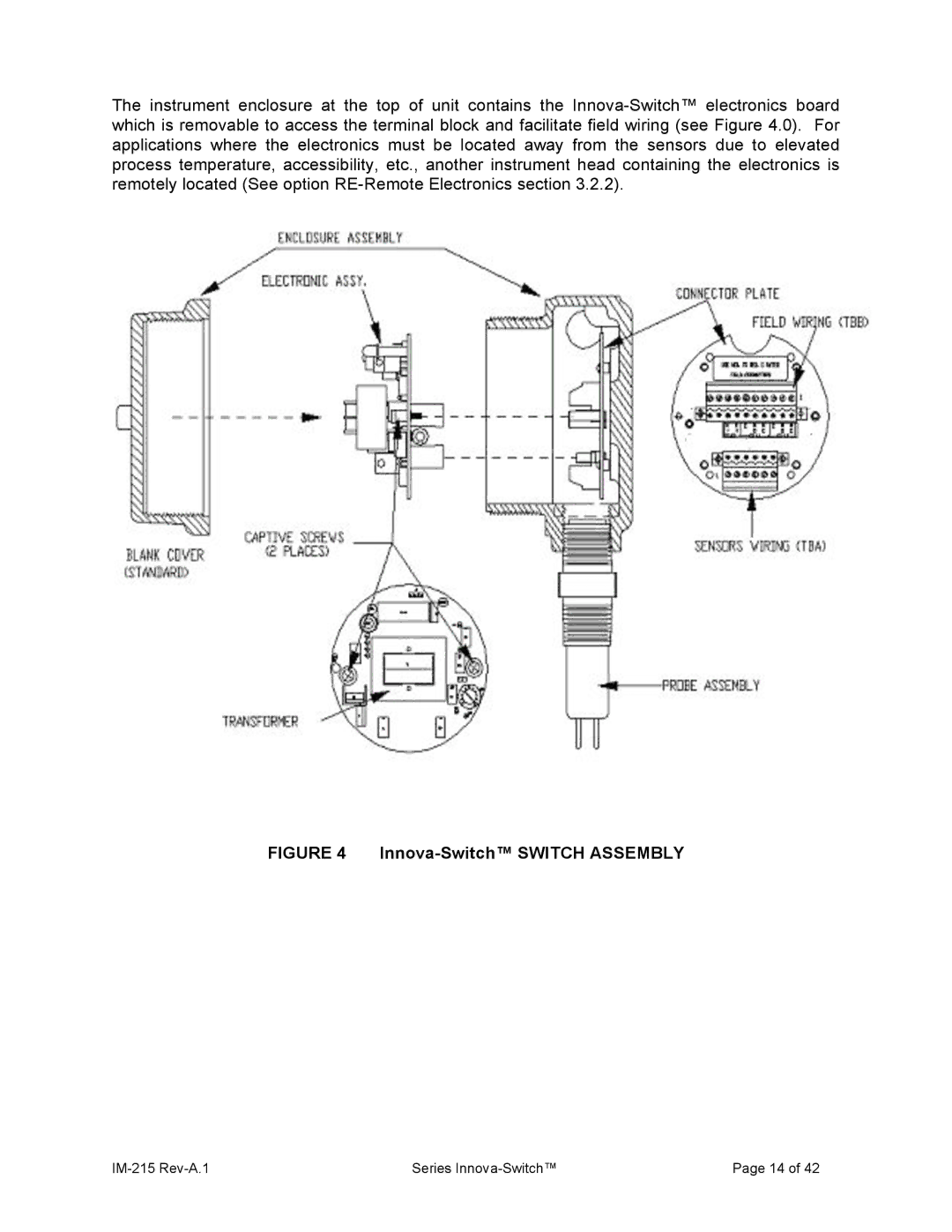 Sierra 215 manual Innova-Switch Switch Assembly 