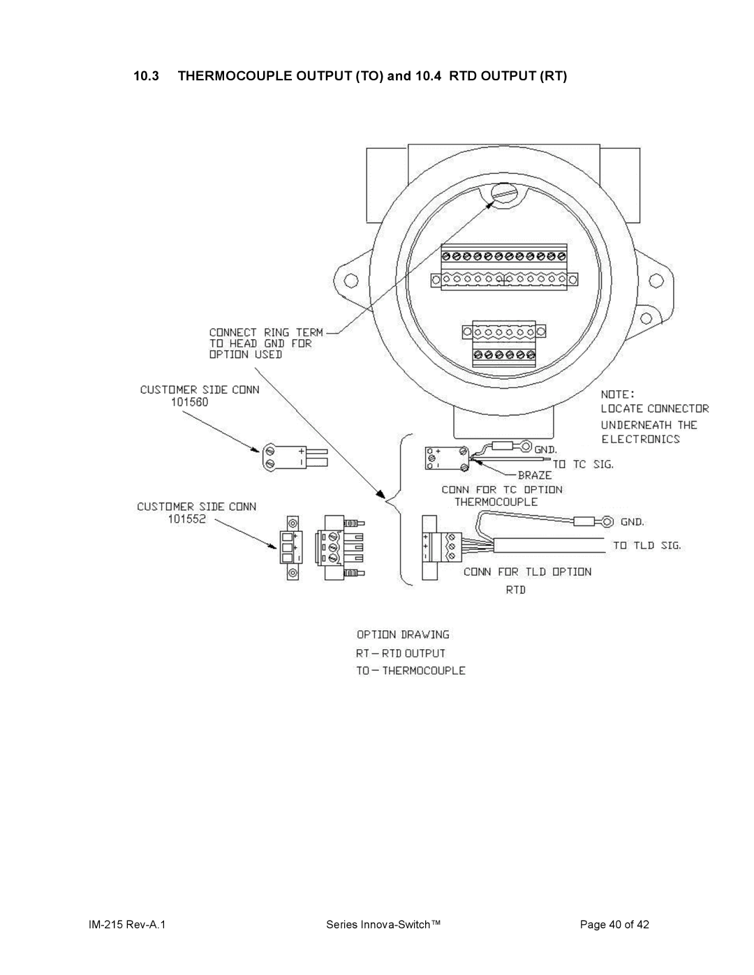 Sierra 215 manual Thermocouple Output to and 10.4 RTD Output RT 