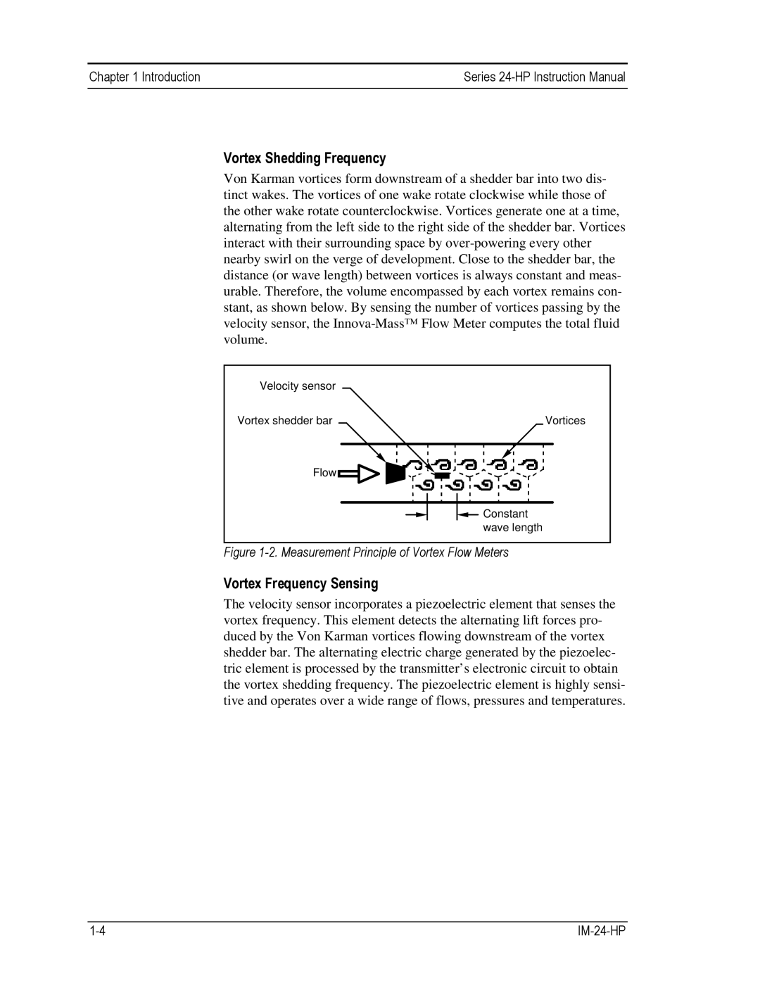 Sierra 241-VTP, 240-VTP instruction manual Vortex Shedding Frequency, Vortex Frequency Sensing 