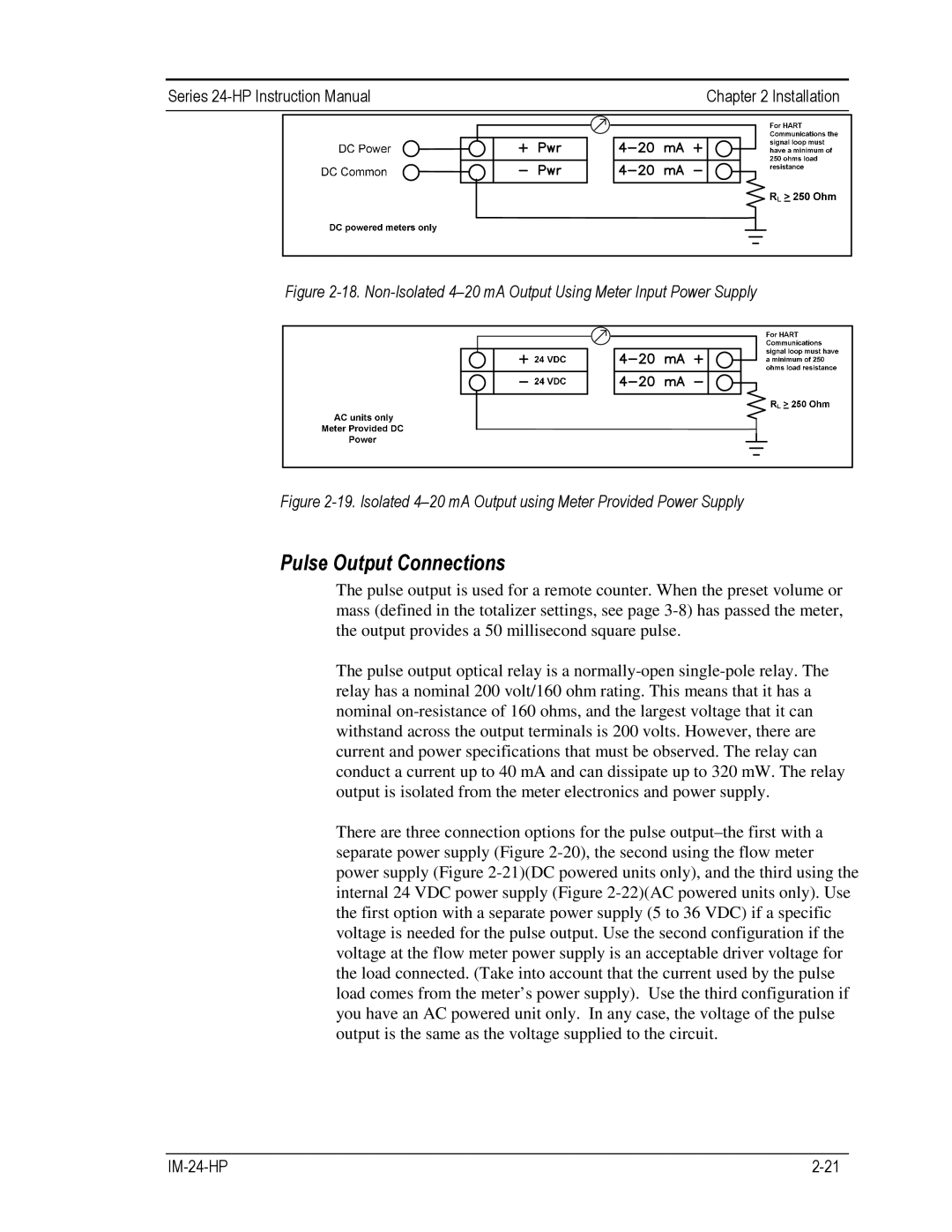 Sierra 240-VTP, 241-VTP instruction manual Pulse Output Connections 