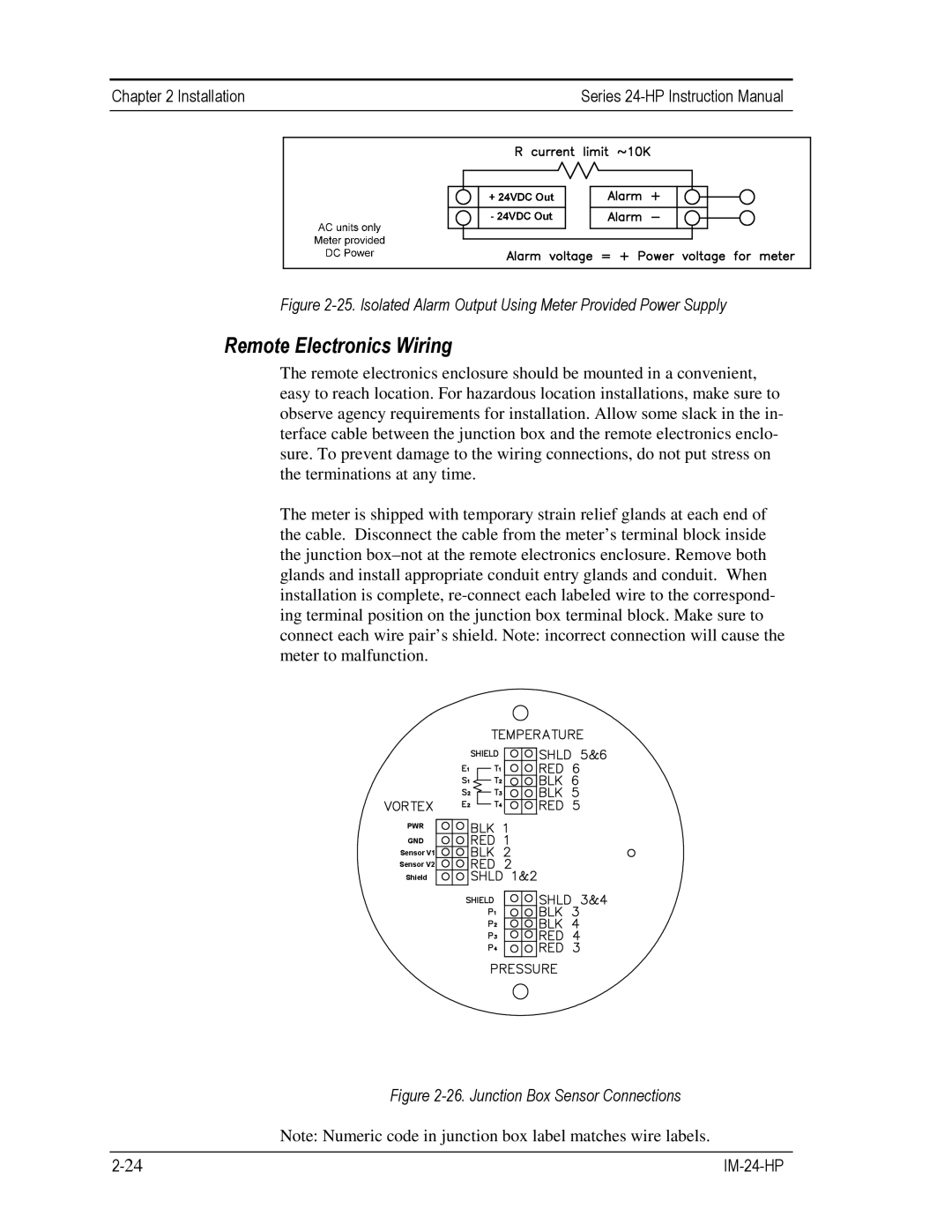 Sierra 241-VTP, 240-VTP Remote Electronics Wiring, Isolated Alarm Output Using Meter Provided Power Supply 