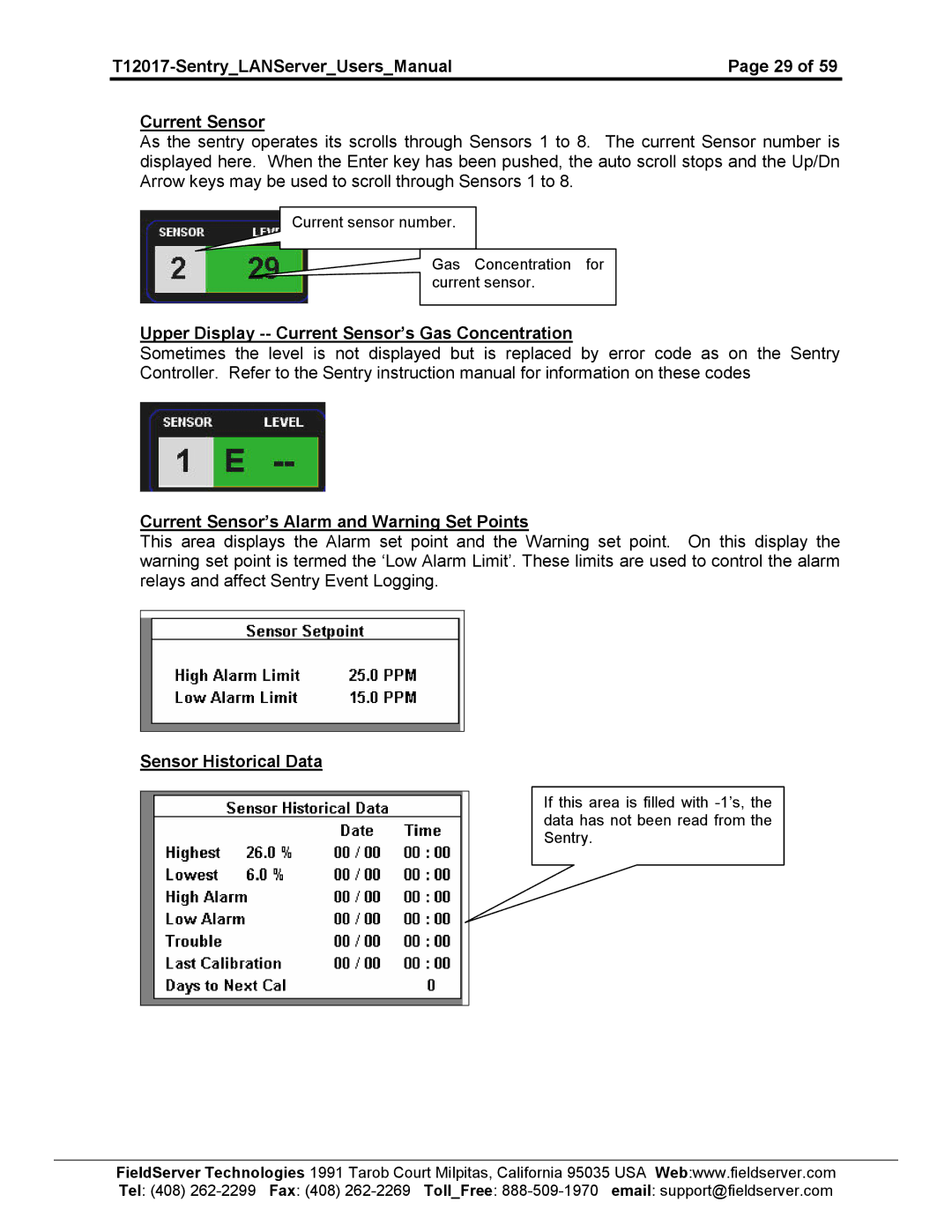 Sierra 5391-01, 5391-02 user manual Current sensor number Gas Concentration for current sensor 