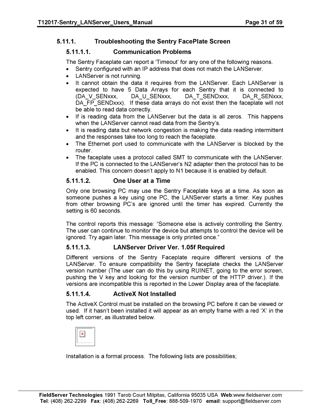 Sierra 5391-01, 5391-02 user manual One User at a Time, LANServer Driver Ver .05f Required, ActiveX Not Installed 