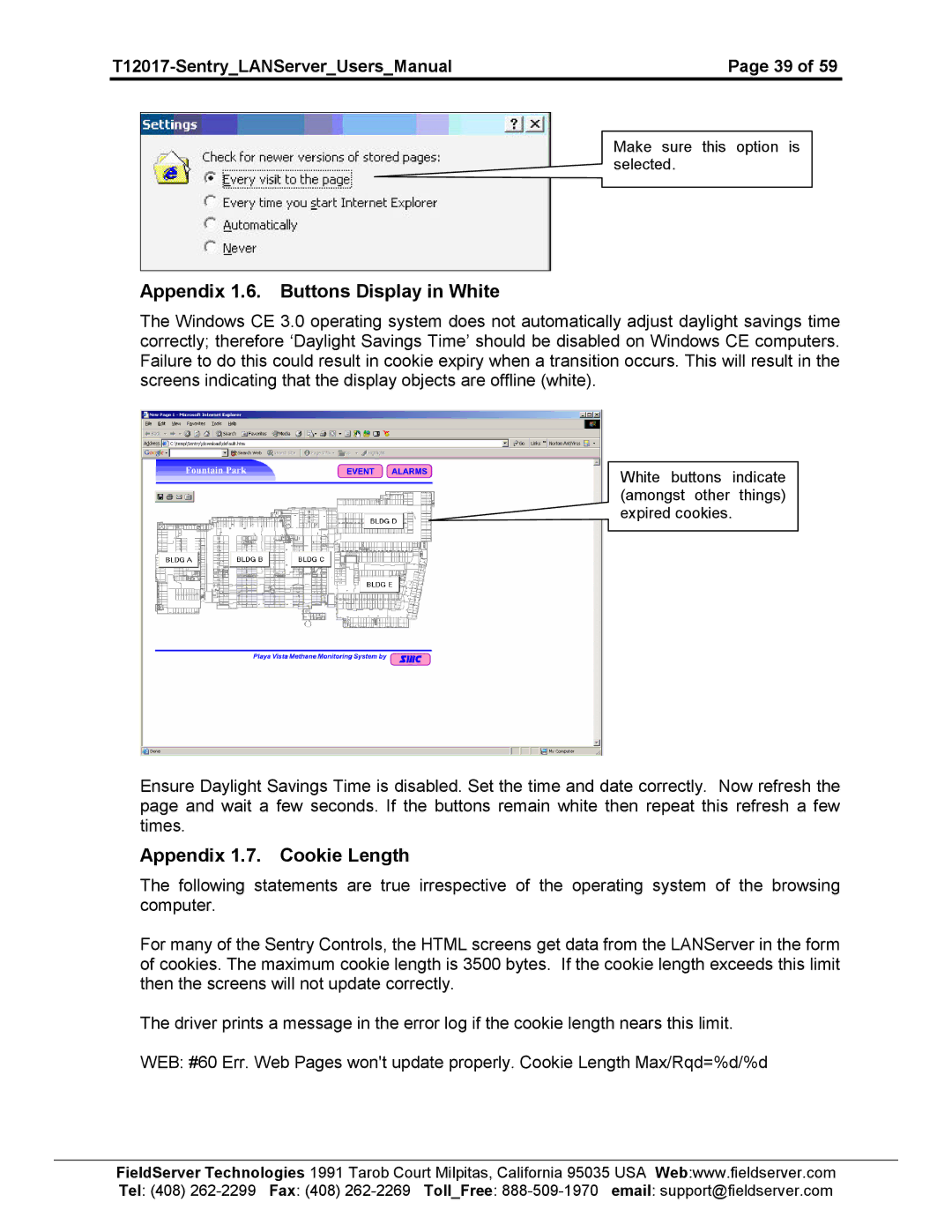 Sierra 5391-01, 5391-02 user manual Appendix 1.6. Buttons Display in White, Appendix 1.7. Cookie Length 