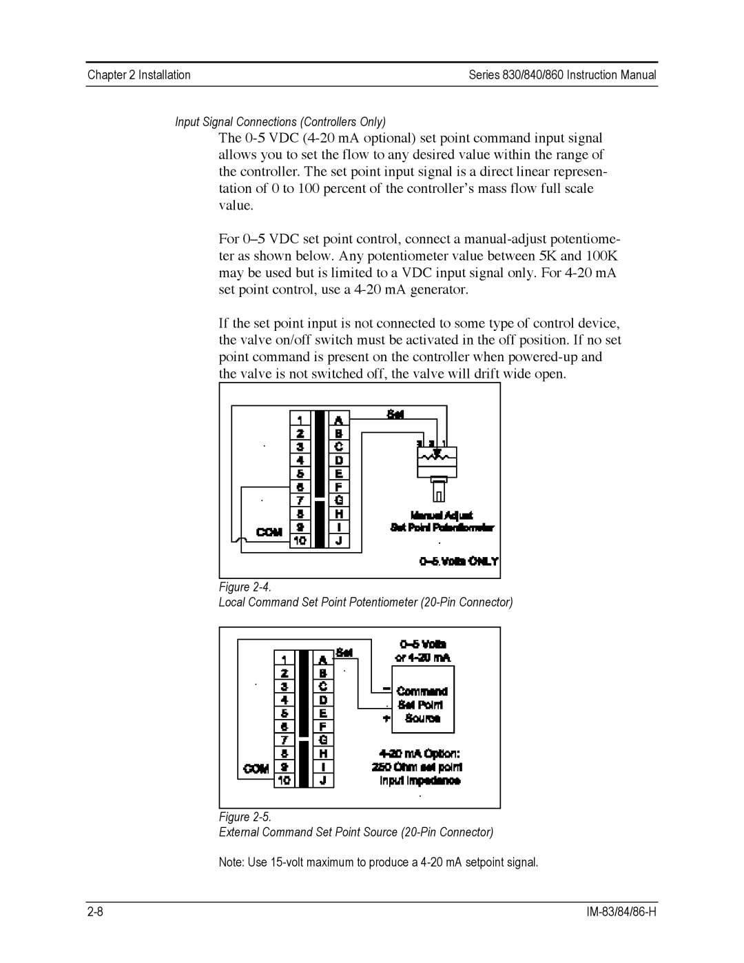 Sierra 830, 860, 840 instruction manual Input Signal Connections Controllers Only 