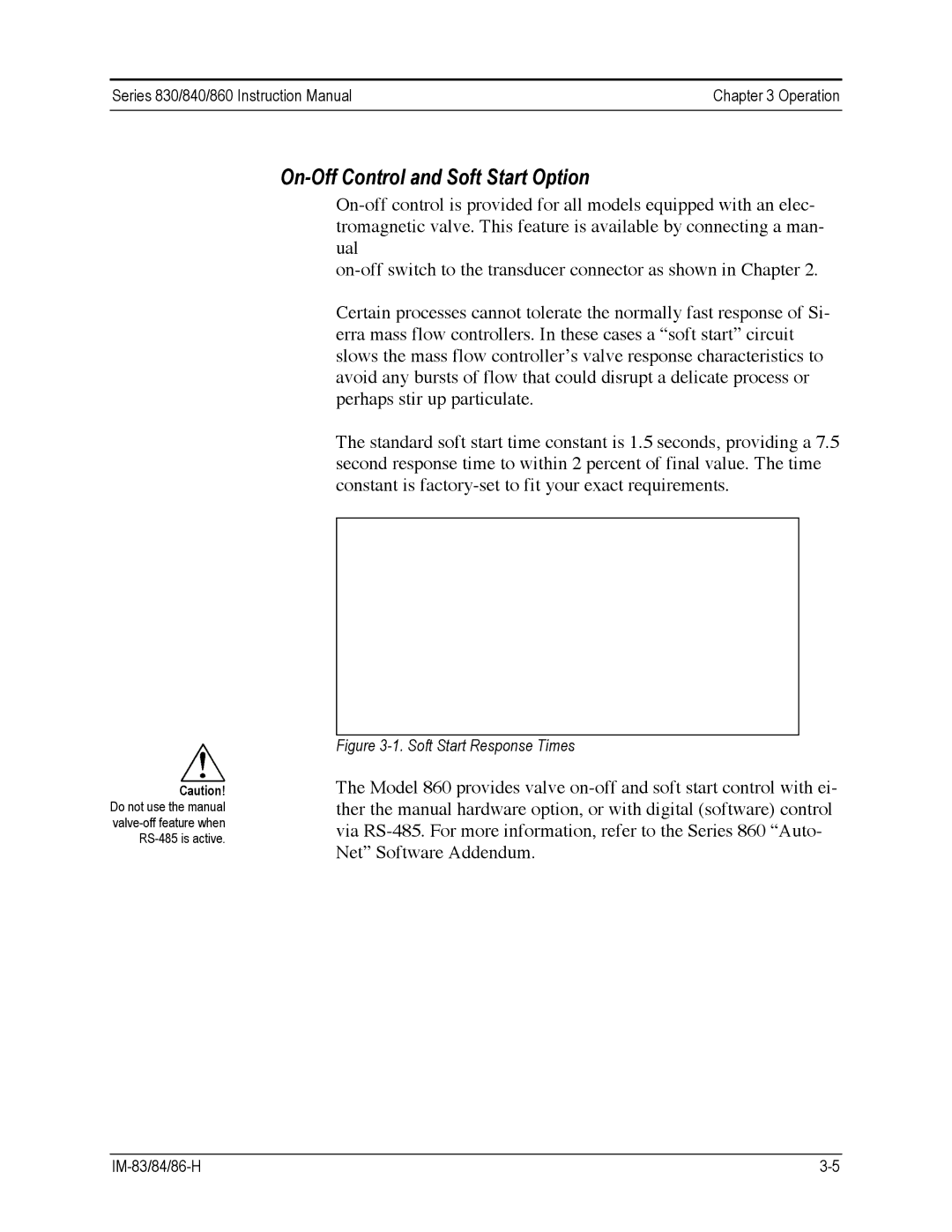 Sierra 830, 860, 840 instruction manual On-Off Control and Soft Start Option, Soft Start Response Times 