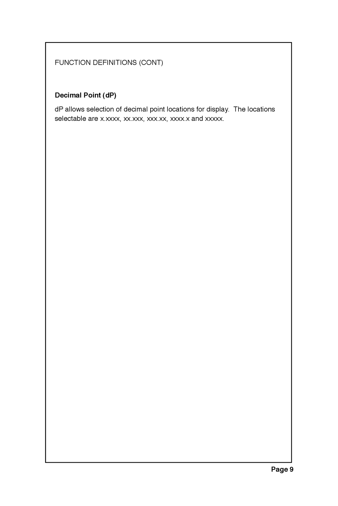 Sierra 951 instruction manual Decimal Point dP 