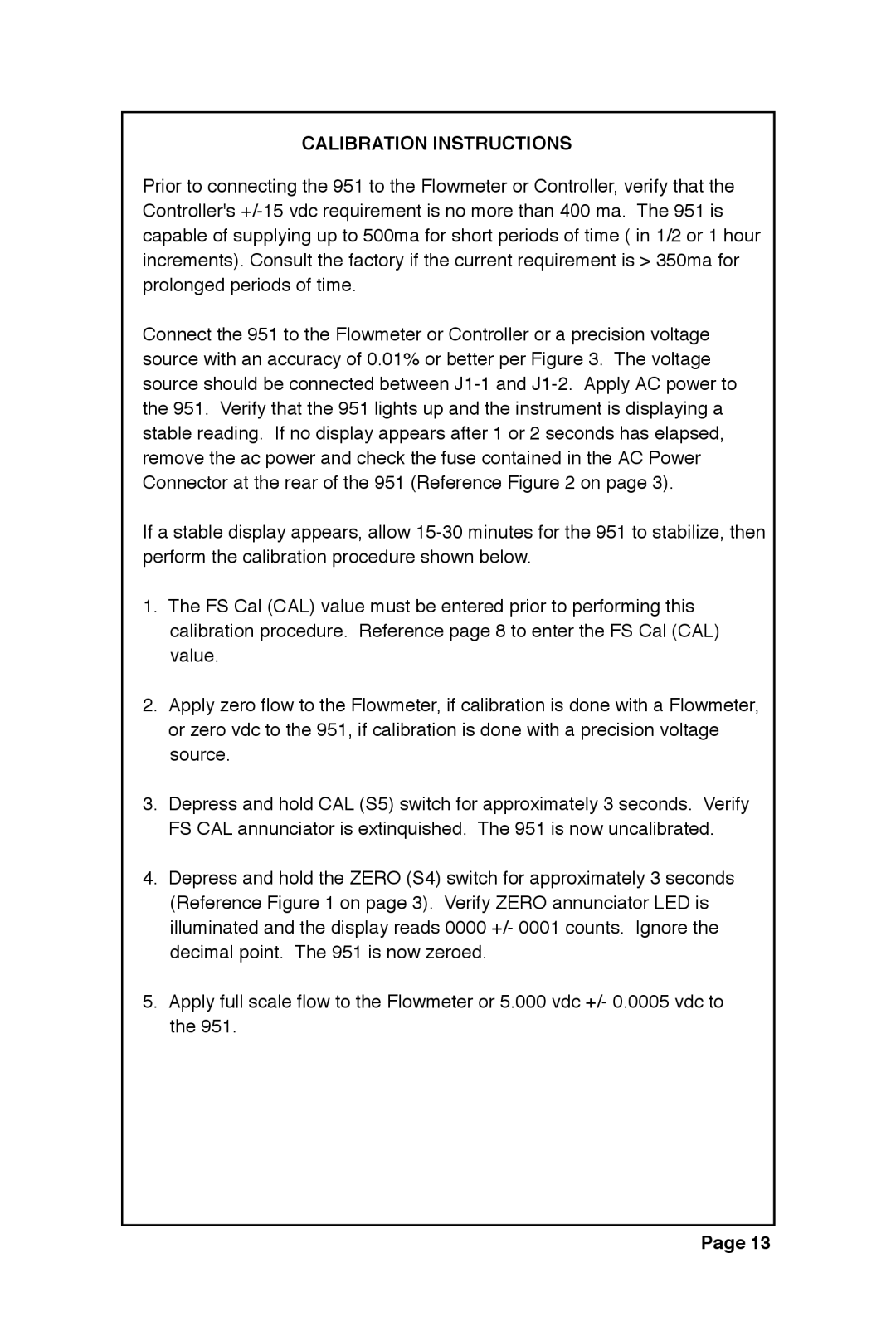 Sierra 951 instruction manual Calibration Instructions 