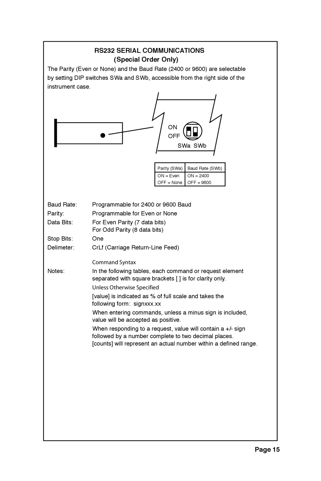 Sierra 951 instruction manual RS232 Serial Communications, Special Order Only 