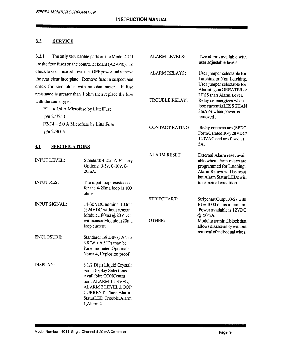 Sierra Monitor Corporation 4011 Series manual 