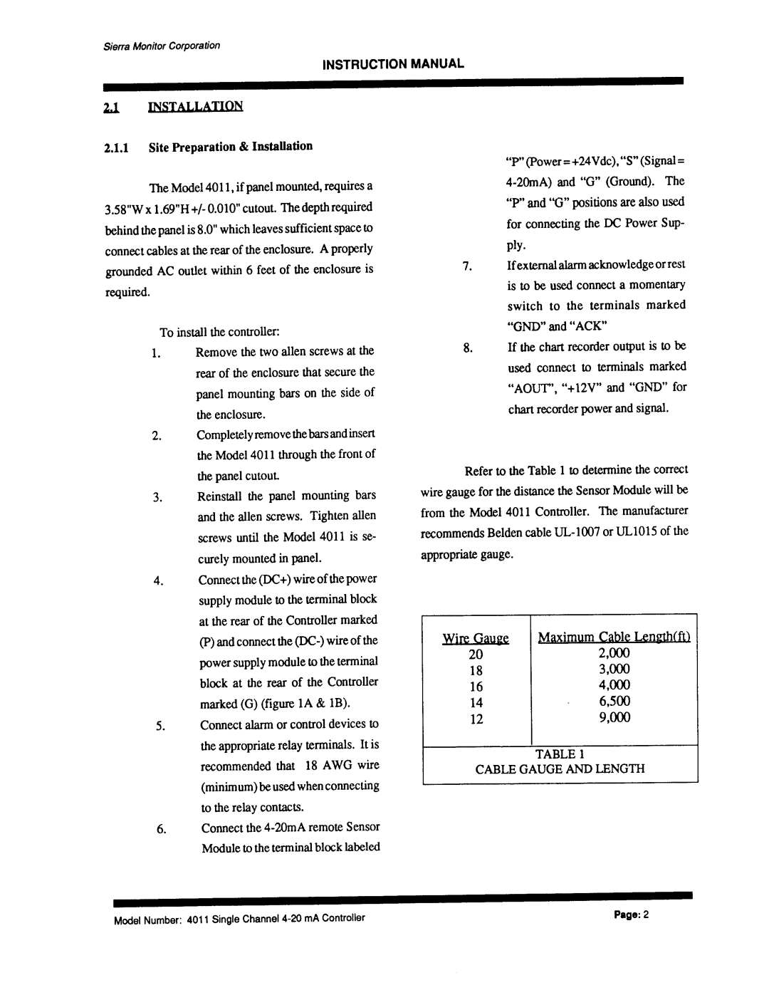 Sierra Monitor Corporation 4011 Series manual 