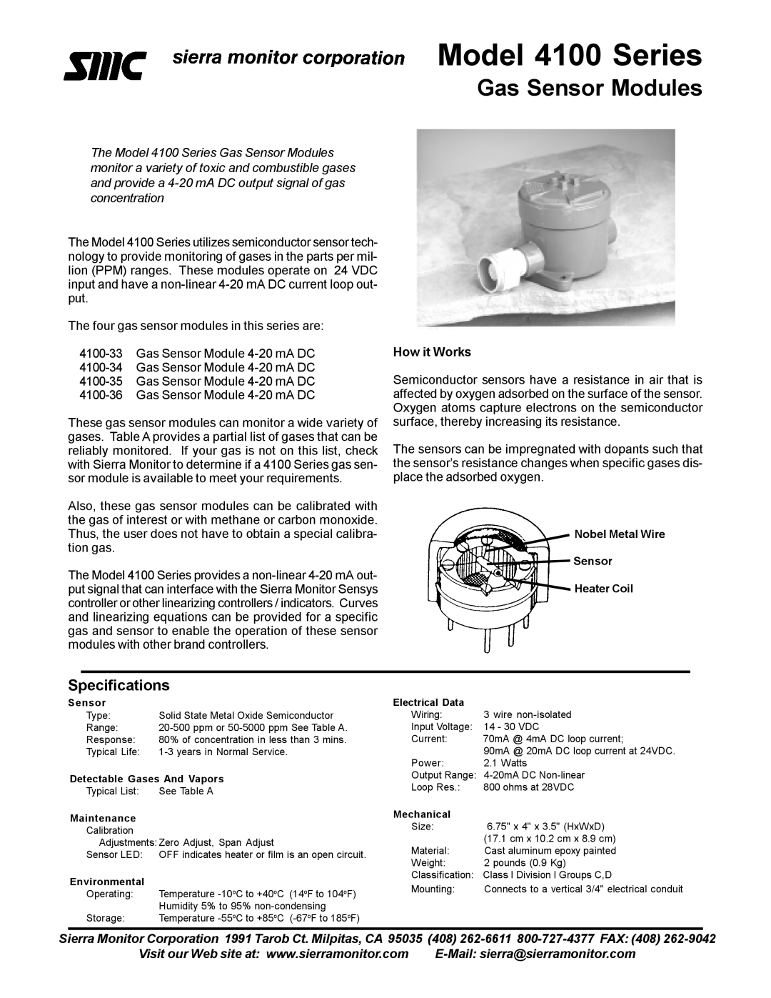 Sierra Monitor Corporation 4100 Series, 4100-36, 4100-34, 4100-35, 4100-33 specifications Specifications, How it Works 