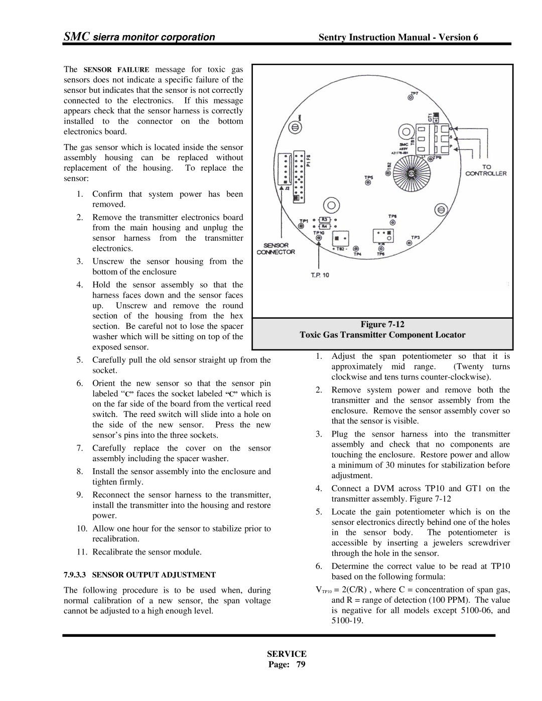 Sierra Monitor Corporation 5000 instruction manual Toxic Gas Transmitter Component Locator 