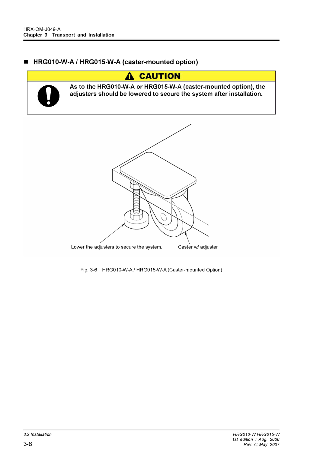 Sierra Monitor Corporation operation manual HRG010-W-A / HRG015-W-A Caster-mounted Option 