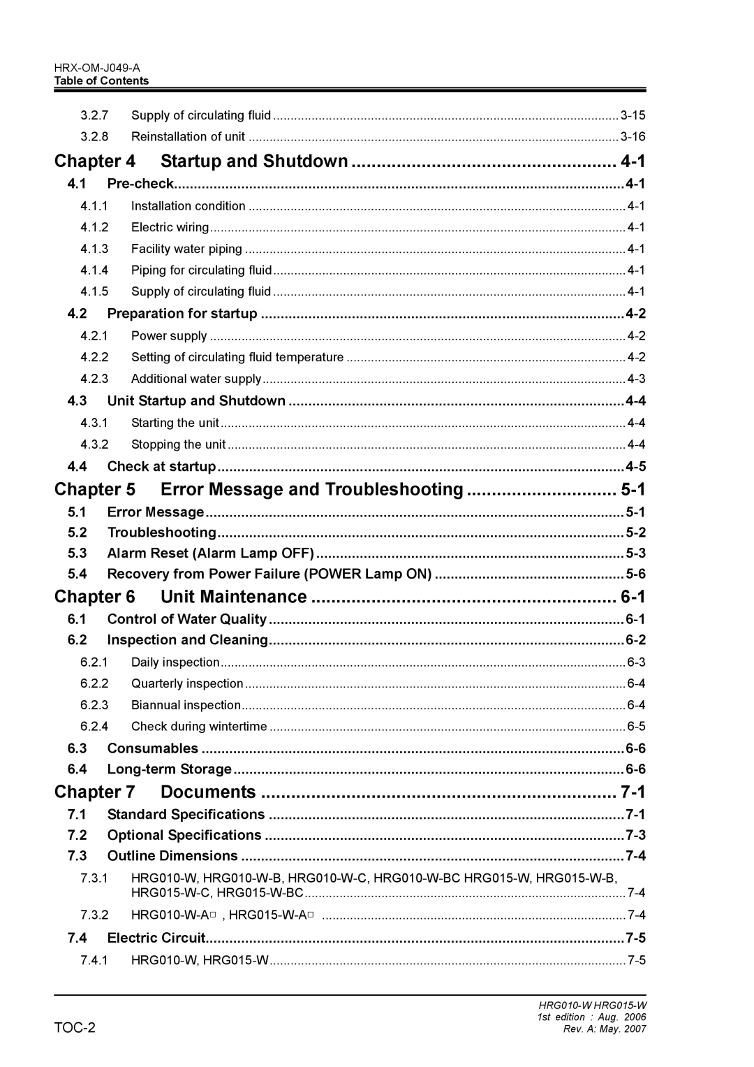 Sierra Monitor Corporation HRG010-W Startup and Shutdown, Error Message and Troubleshooting, Chapter Unit Maintenance 