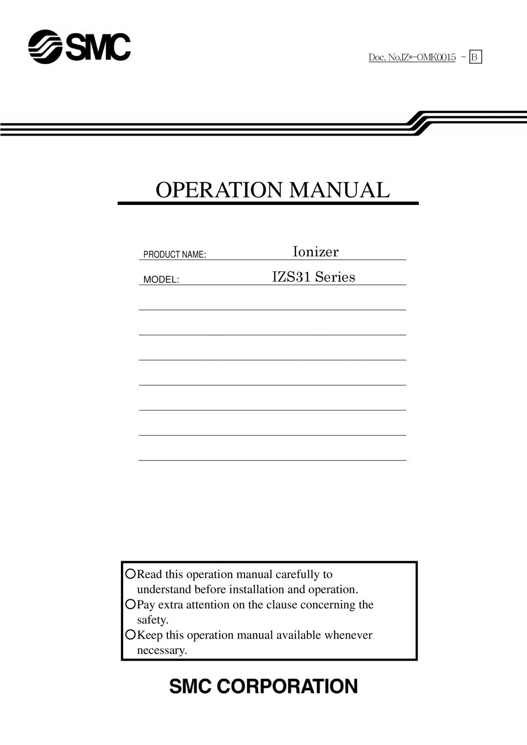 Sierra Monitor Corporation operation manual IZS31 Series, Doc. No.IZ*-OMK0015 B 