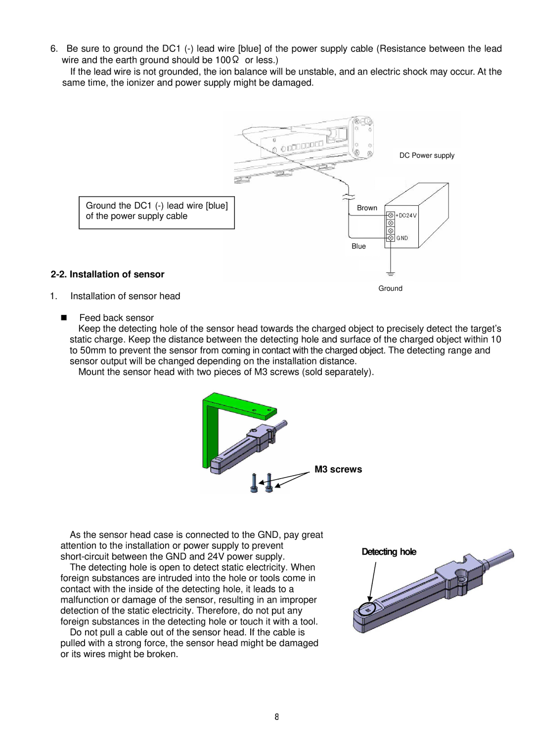 Sierra Monitor Corporation IZS31 operation manual Installation of sensor head, M3 screws 