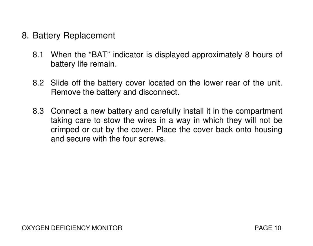 Sierra Monitor Corporation T10008, 55 instruction manual Battery Replacement 