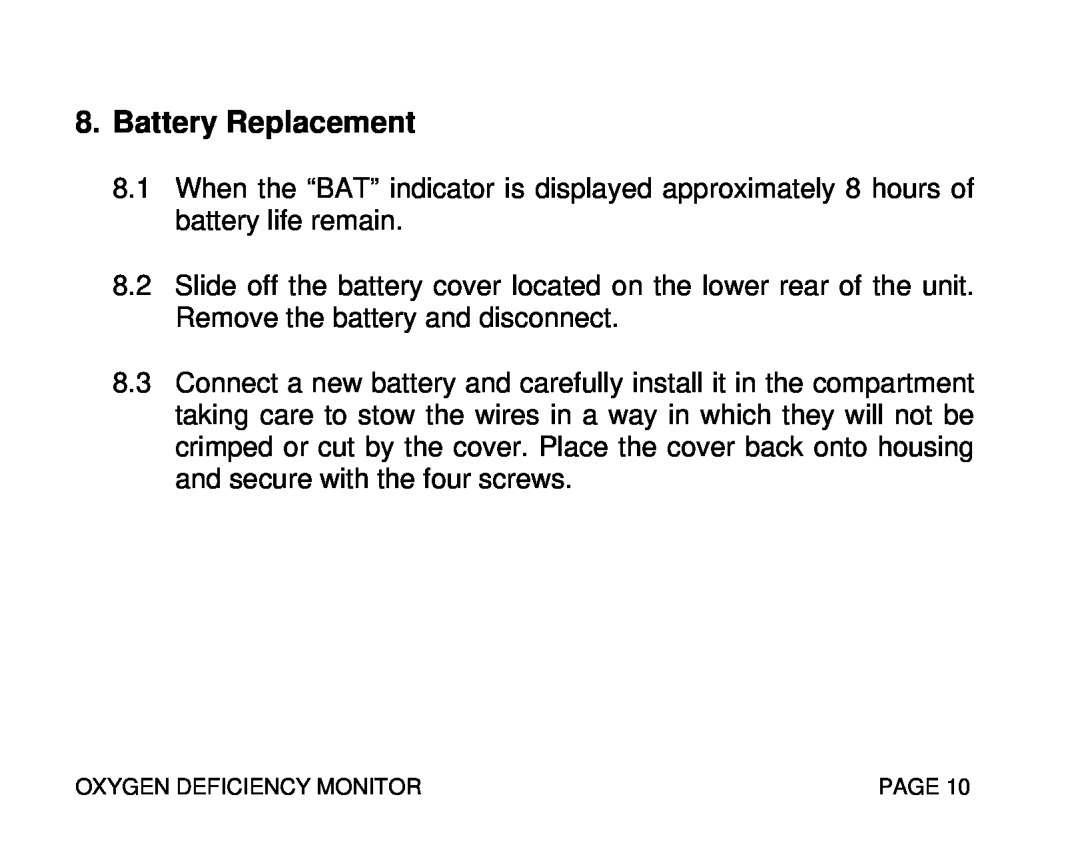 Sierra Monitor Corporation T10008, 55 instruction manual Battery Replacement 