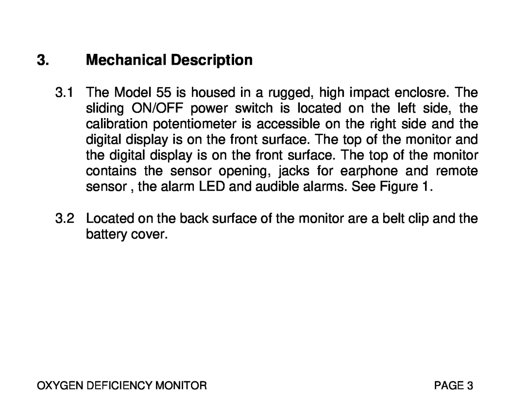 Sierra Monitor Corporation 55, T10008 instruction manual Mechanical Description 