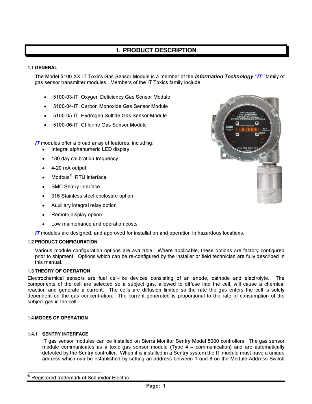 Sierra Monitor Corporation T12020, 5100-06-IT, 5100-05-IT, 5100-04-IT, 5100-03-IT instruction manual Product Description 