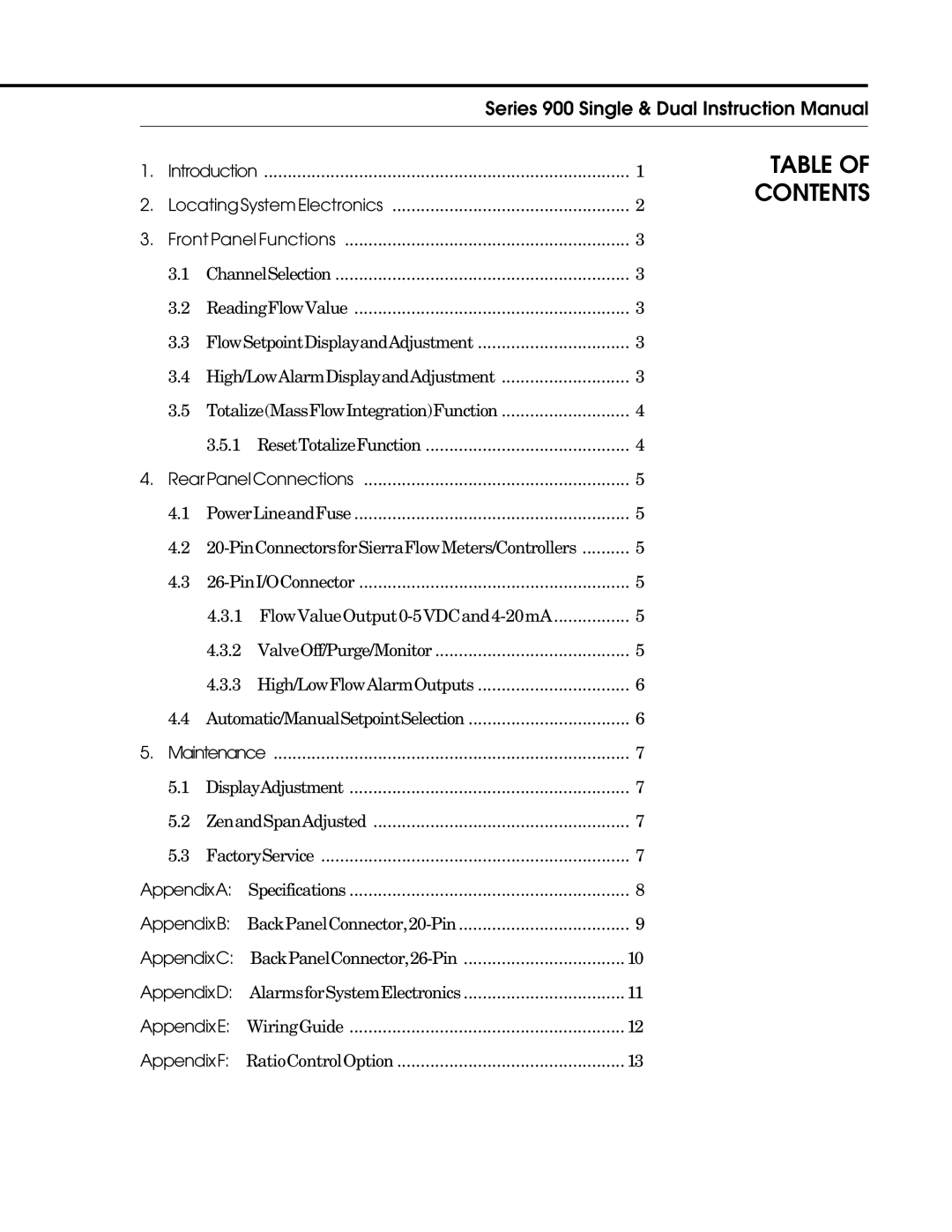 Sierra Not available instruction manual Table of Contents 