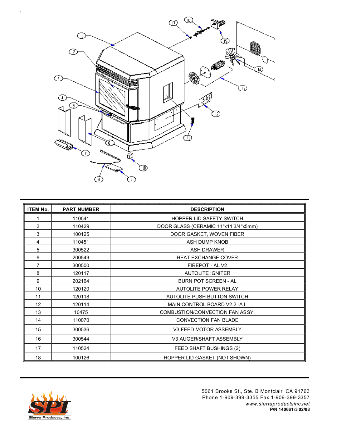 Sierra Products EF-3801B-AL owner manual Item No, Part Number Description 