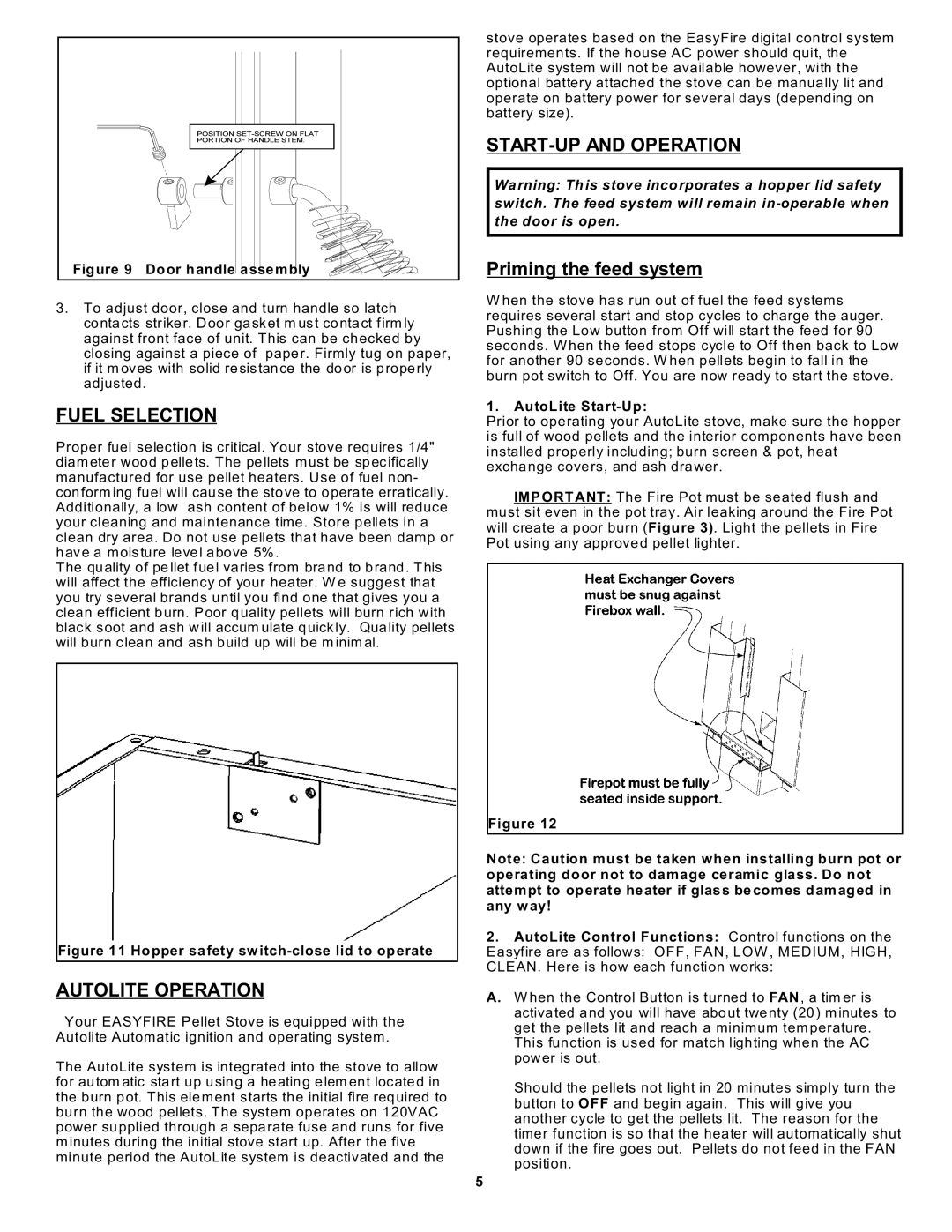 Sierra Products EF-3801B-AL Fuel Selection, Autolite Operation, START-UP and Operation, Priming the feed system 