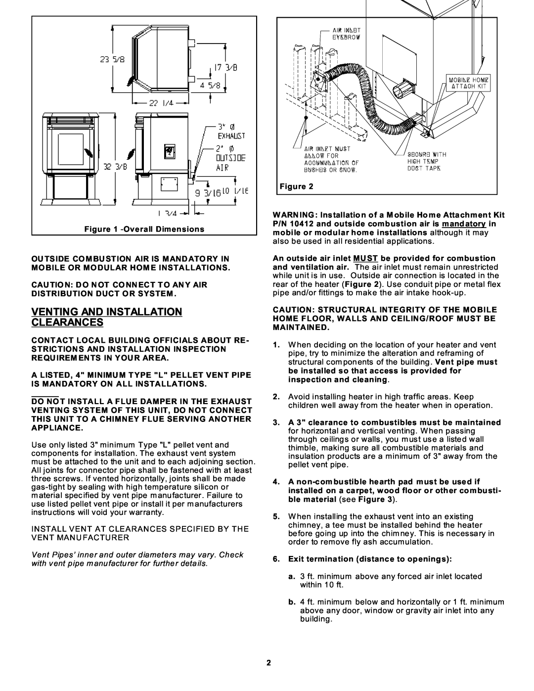 Sierra Products EF-3801B-AL owner manual Venting And Installation Clearances 